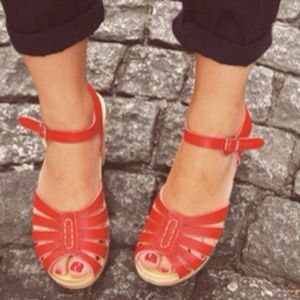 Swedish Hasbeens for H&M Red Clog Sandal 6 36